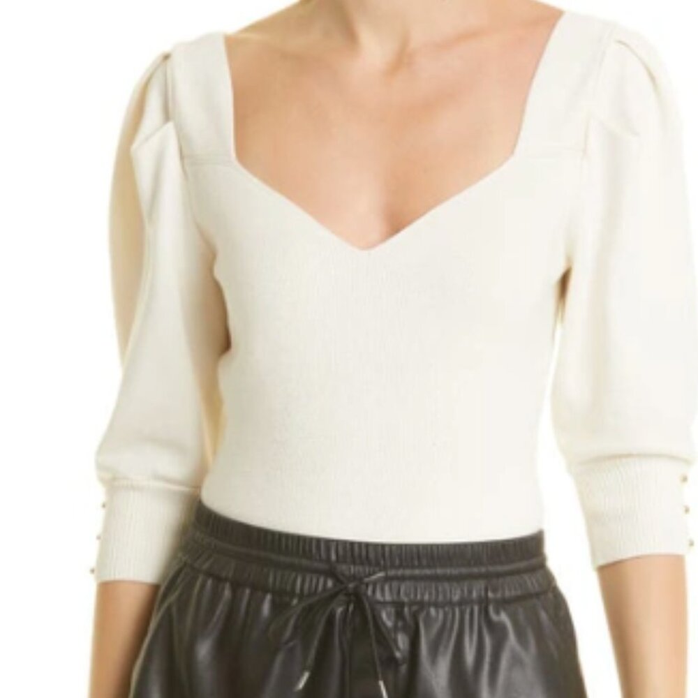 ba&sh Ivory Ribbed Knit Sweater - Picture 2 of 7